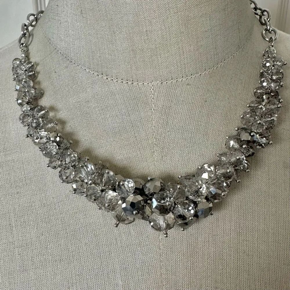 Vera Wang Faceted Smoke Glass Cluster Necklace